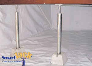 Crawl space structural support jacks installed in Wells