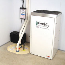 Sump pump system, dehumidifier, and basement wall panels installed during a sump pump installation in Westbrook