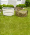 comparison of an old steel basement window well with a new vinyl basement window well in Maine and New Hampshire