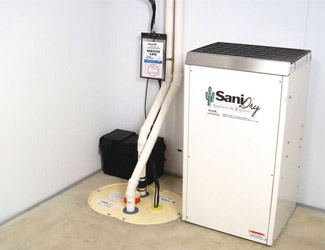 a complete basement waterproofing system installed in a Bangor home