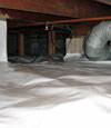 A Waterville crawl space moisture system with a low ceiling