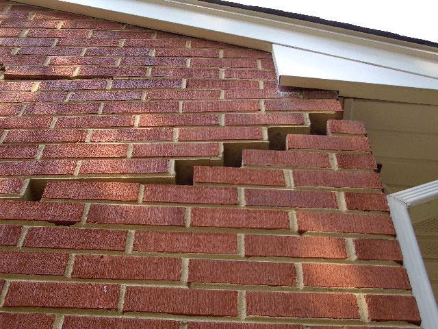 stair step cracking on a foundation wall in Bangor