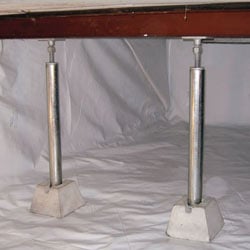 crawl space jack posts installed in an encapsulated crawl space in Scarborough