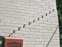 Stair-step cracks showing in a home foundation in York