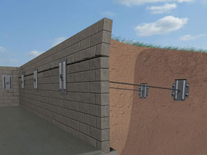 A graphic illustration of a foundation wall system installed in Ellsworth