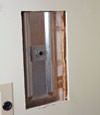Wall anchor plates installed during a foundation repair in Bangor in a finished basement