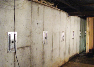 A foundation wall in Brunswick repaired with foundation wall anchors.