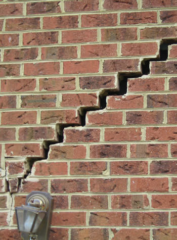 major cracking of a brick foundation wall in Skowhegan