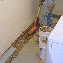 Digging a trench for a French Drain system in Portland