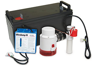 a battery backup sump pump system in Saco