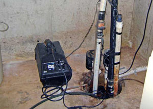 Pedestal sump pump system installed in a home in Sanford