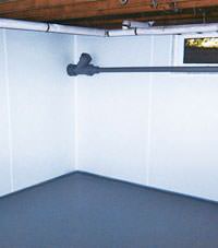 Plastic basement wall panels installed in a Biddeford, Maine home